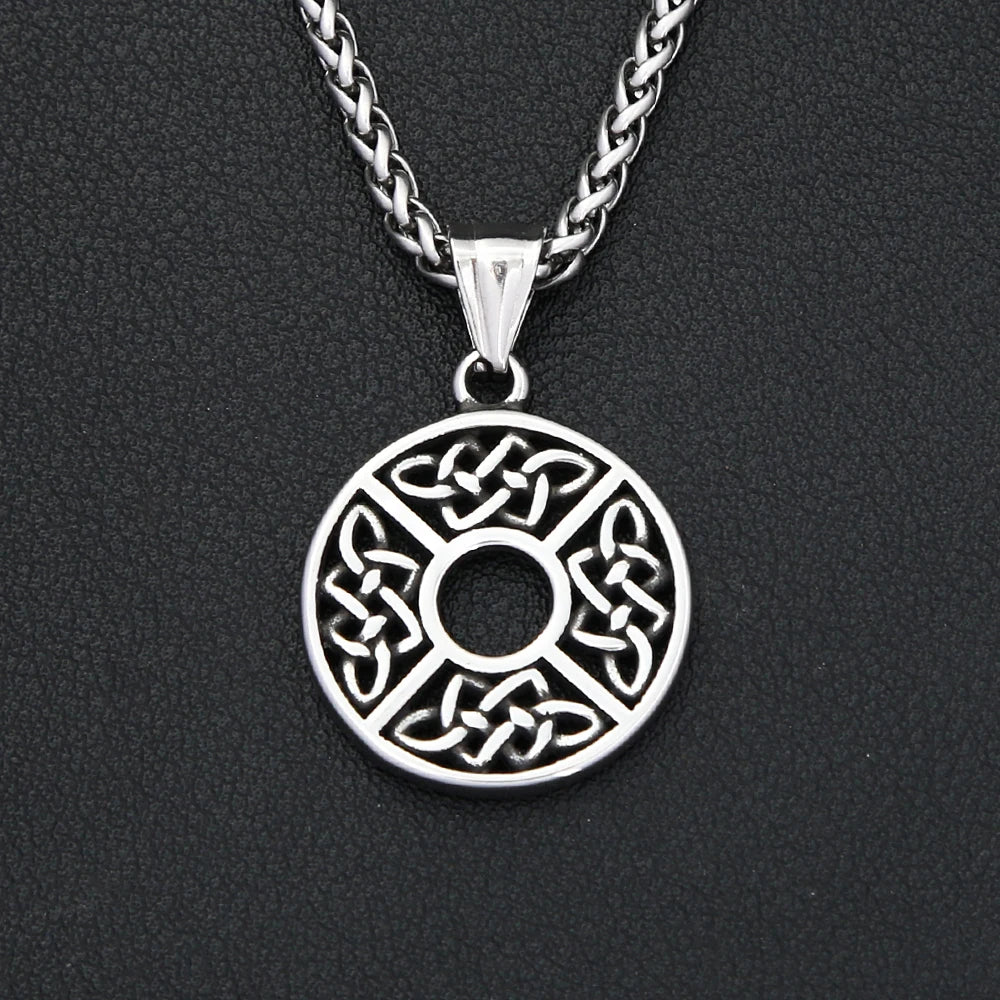 New Hollow Design Vikings Celtic Knots Pendant Necklace 316L Stainless Steel Nordic Amulet Necklaces For Men Women Charm Jewelry