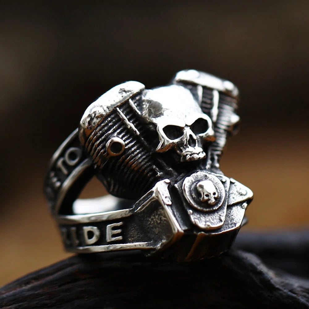 Punk Cool Man Motorrad Motor Ring Für Männer Junge Gothic 316L Edelstahl Biker Schädel Ring Mode Schmuck Geschenk Großhandel