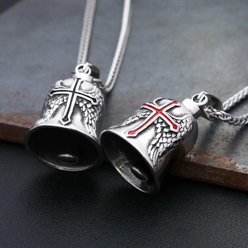 Vintage Fashion Stainless Steel Charm Riding Bell Pendant Necklaces For Men Motorcycle Rock Party Amulet Jewelry Gifts Wholesale