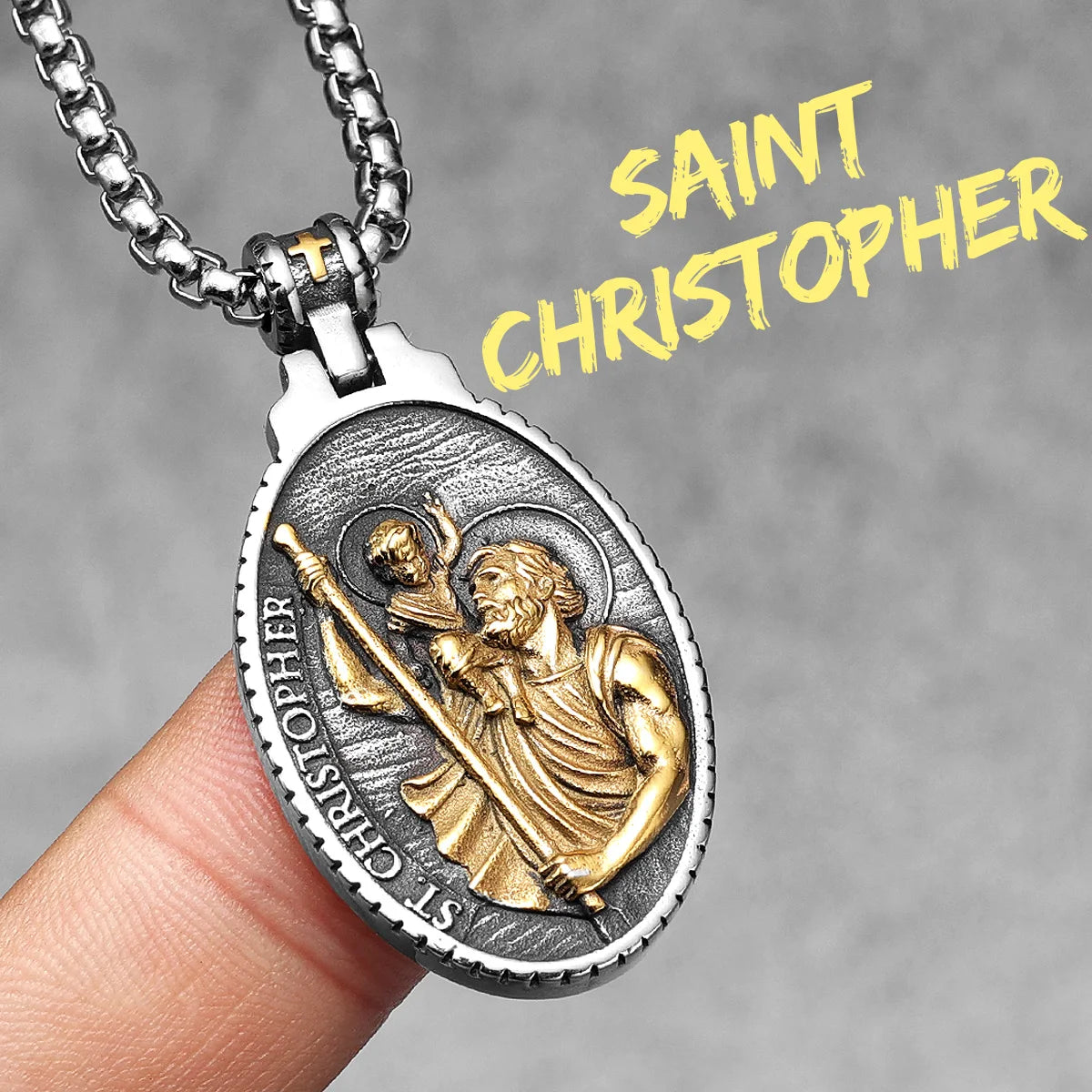 St Christopher Men Necklace 316L Stainless Steel Chain Pendant Traveler Amulet Prayer Hip Hop for Male Jewelry Gift Dropshipping