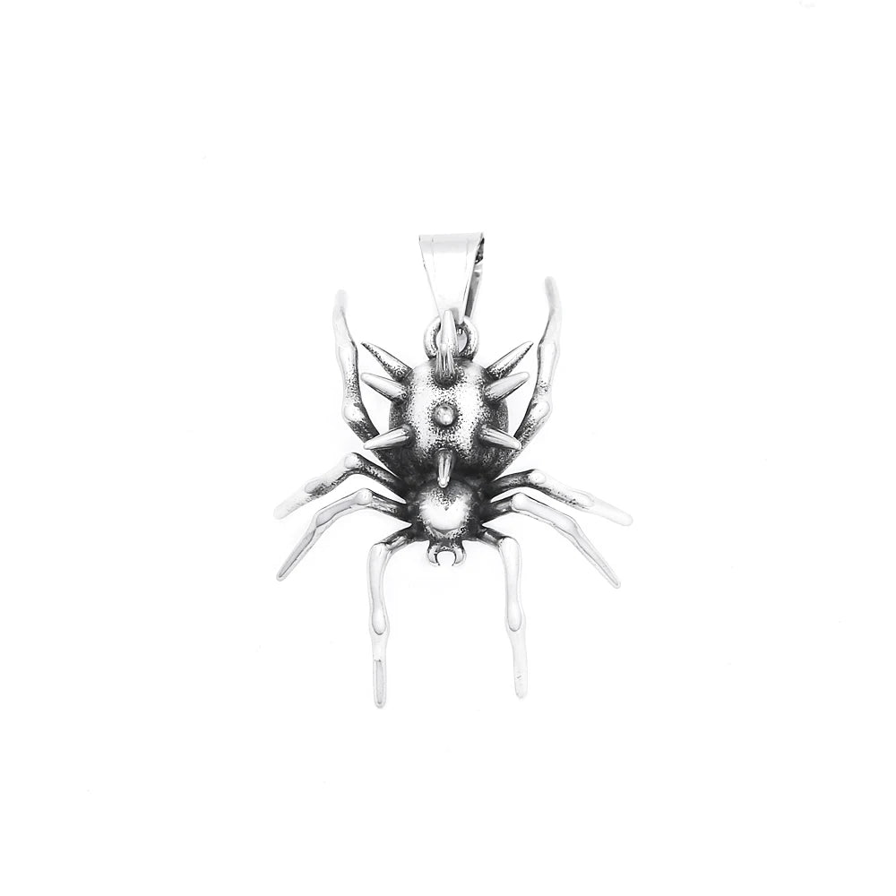 Gothic Vintage Stainless Steel Spider Pendant Fashion Punk Unique Animal Necklaces For Men Women Party Jewelry Halloween Gifts