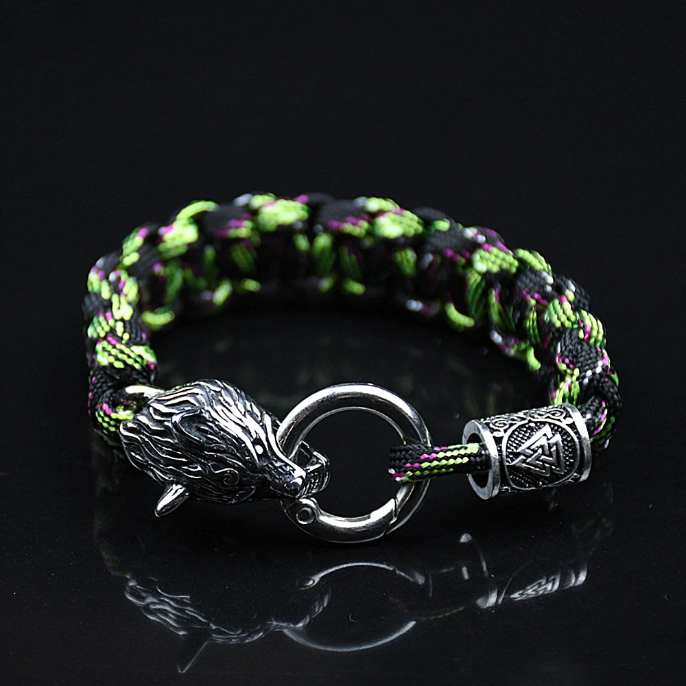 Bracelets en acier inoxydable Celtes Loup Hommes Nordique Vikings Runes Paracord Corde Bracelets homme Bijoux