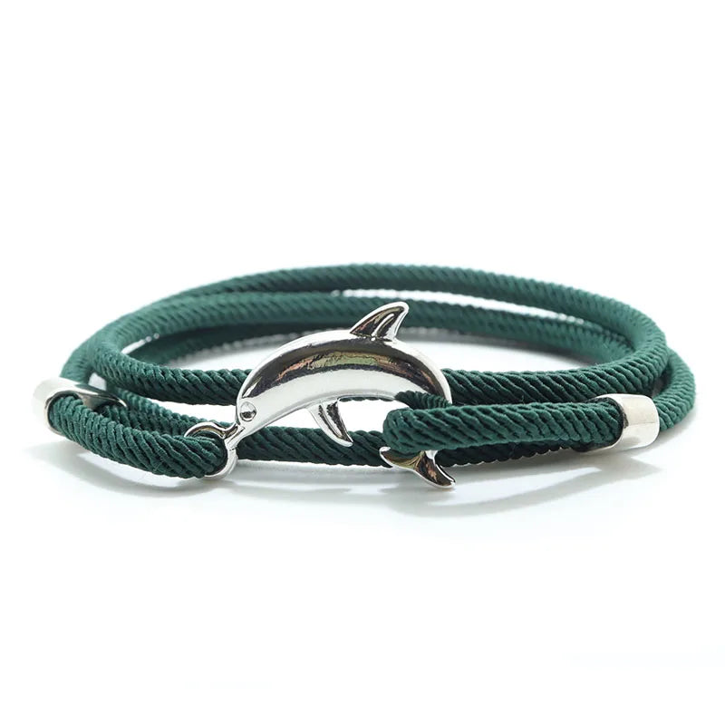 New Dolphin Bracelet Men 4mm Nylon Cord Chain Braclet Homme Bohemia Woven Adjustable Braslet Beach Leisure Accessories Pulseira