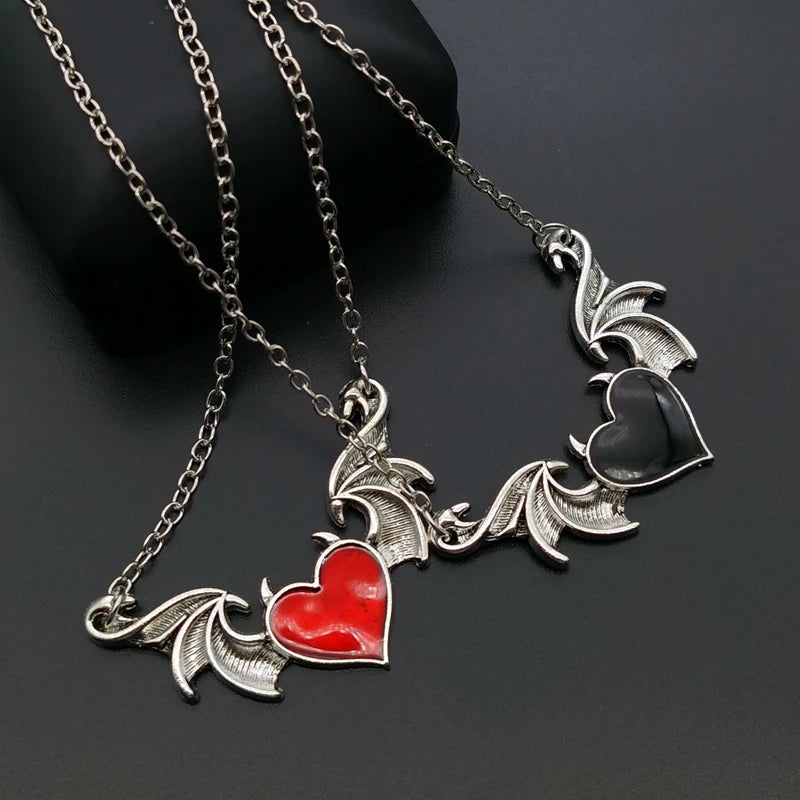 2022 Bat Wing Necklace Black Red Love Pendant Necklace Women Bat Wing Necklaces HALLOWEEN PARTY GIFT Luxury Jewelry Wholesale