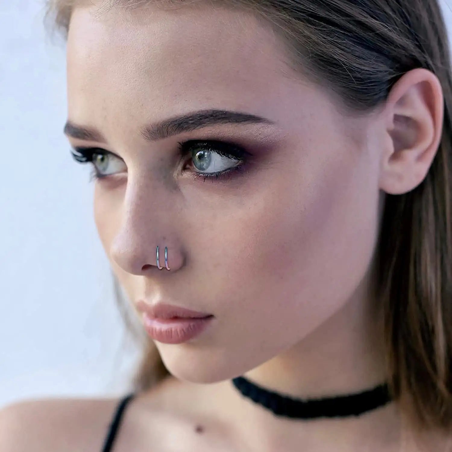 Double Layer Stainless Steel Nose Ring Studs