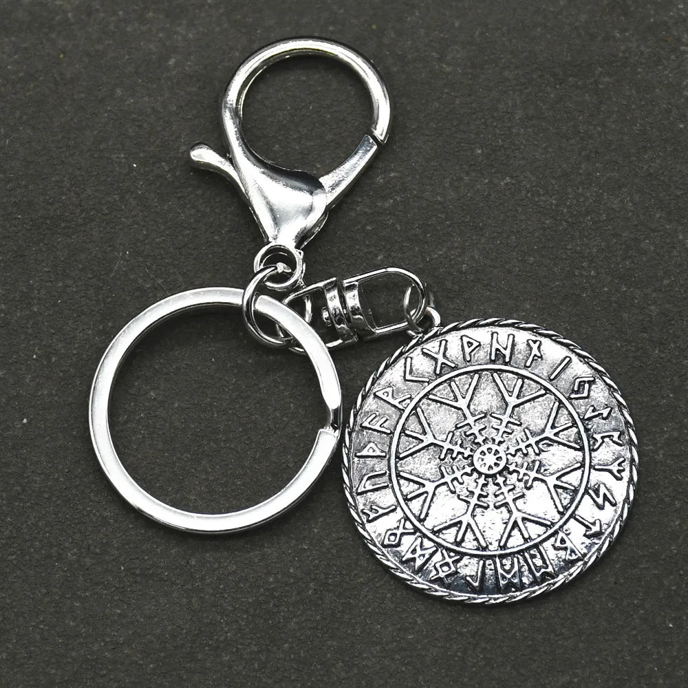 Wikinger Nordische Runen Vegvisir Anhänger Schlüsselanhänger Für Männer Frauen Magische Stäbe Kompass Keying Amulett Talisman Schmuck