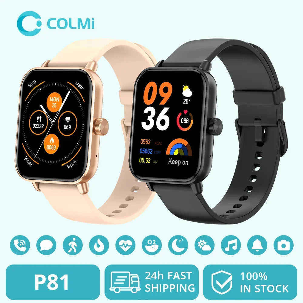 COLMI P81 Voice Calling Smart Watch Ultra 1.9 inch Screen 24H Health Monitor 100+ Sports Modes, Bluetooth Smartwatch