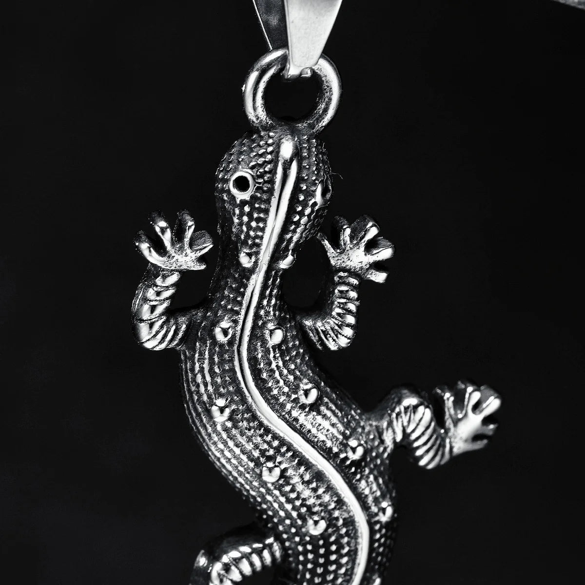 Gecko Lizard Necklaces 316L Stainless Steel Retro Men Pendants Chain Rock Punk Party for Friend Male Jewelry Amulet Best Gift