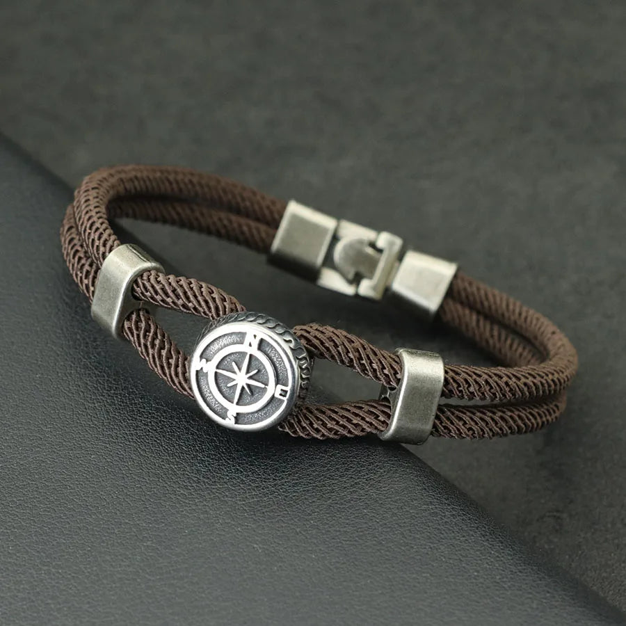 New Compass Bracelet Man Viking Nautical Rope Braslet Bangle Handmade Weaven Surfer Accessories Hombre Marine String Braclet