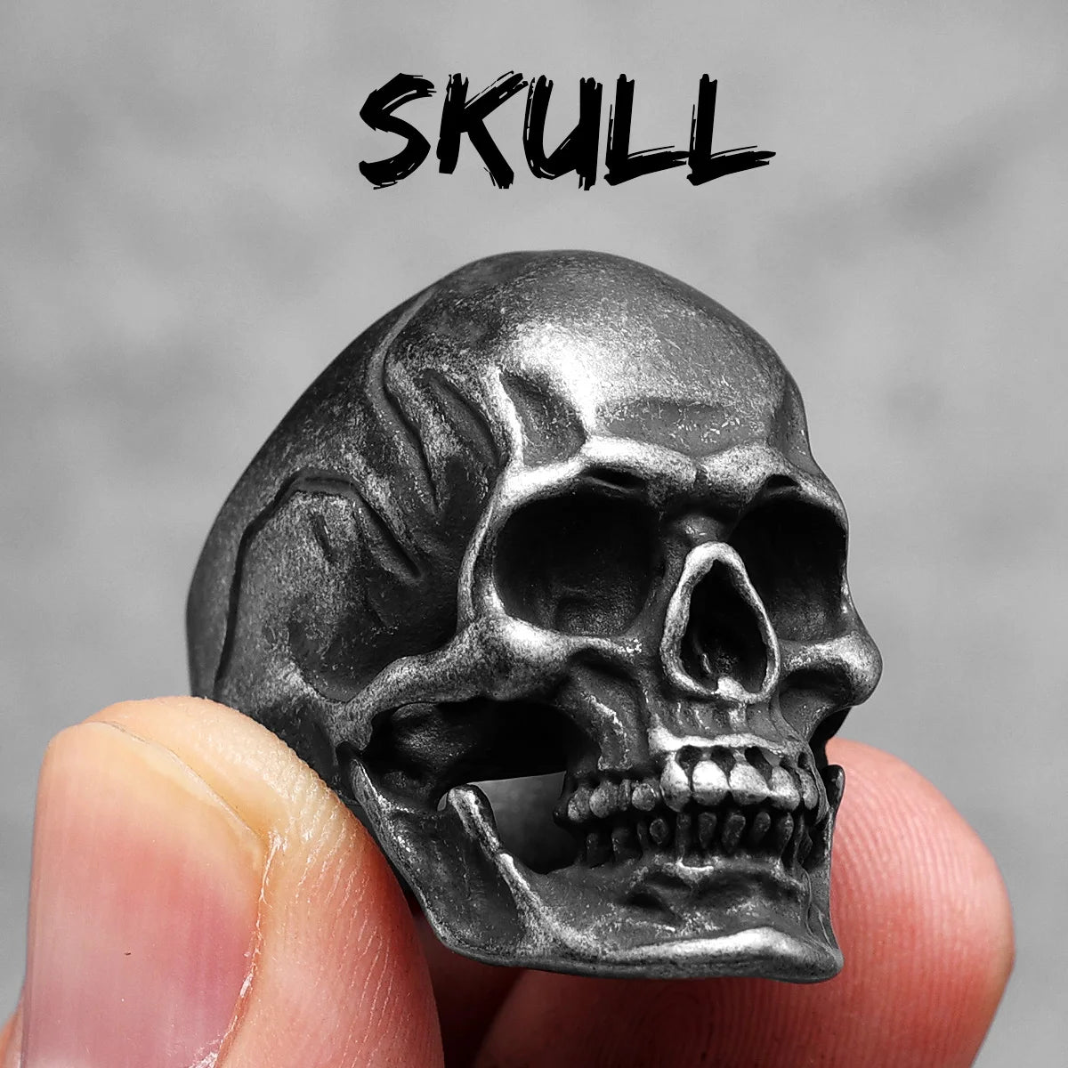 Vintage Punk Gothic All Skull Head Series Stainless Steel Womens Mens Rings Unique for Biker Jewelry Creativity Gift Wholesale