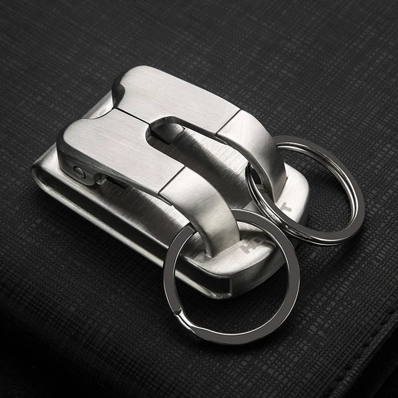 Luxury Key Chain Stainless Steel Men Waist Belt Car Keychain Hanging for Key Ring Holder Jewelry Husband Male Gift Dropshipping