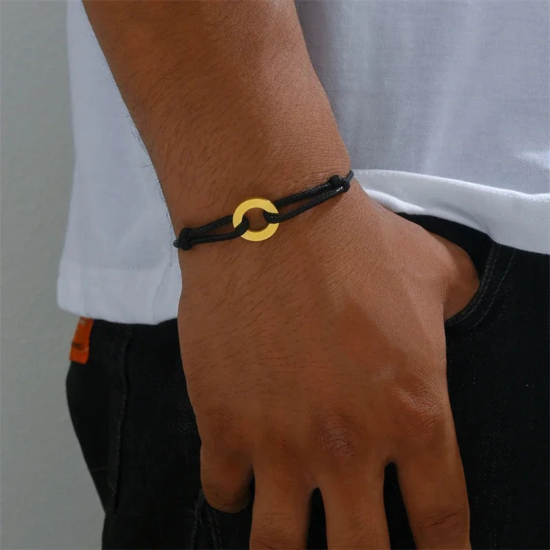 Adjustable Black Leather Rope Bracelet - Madeinsea©