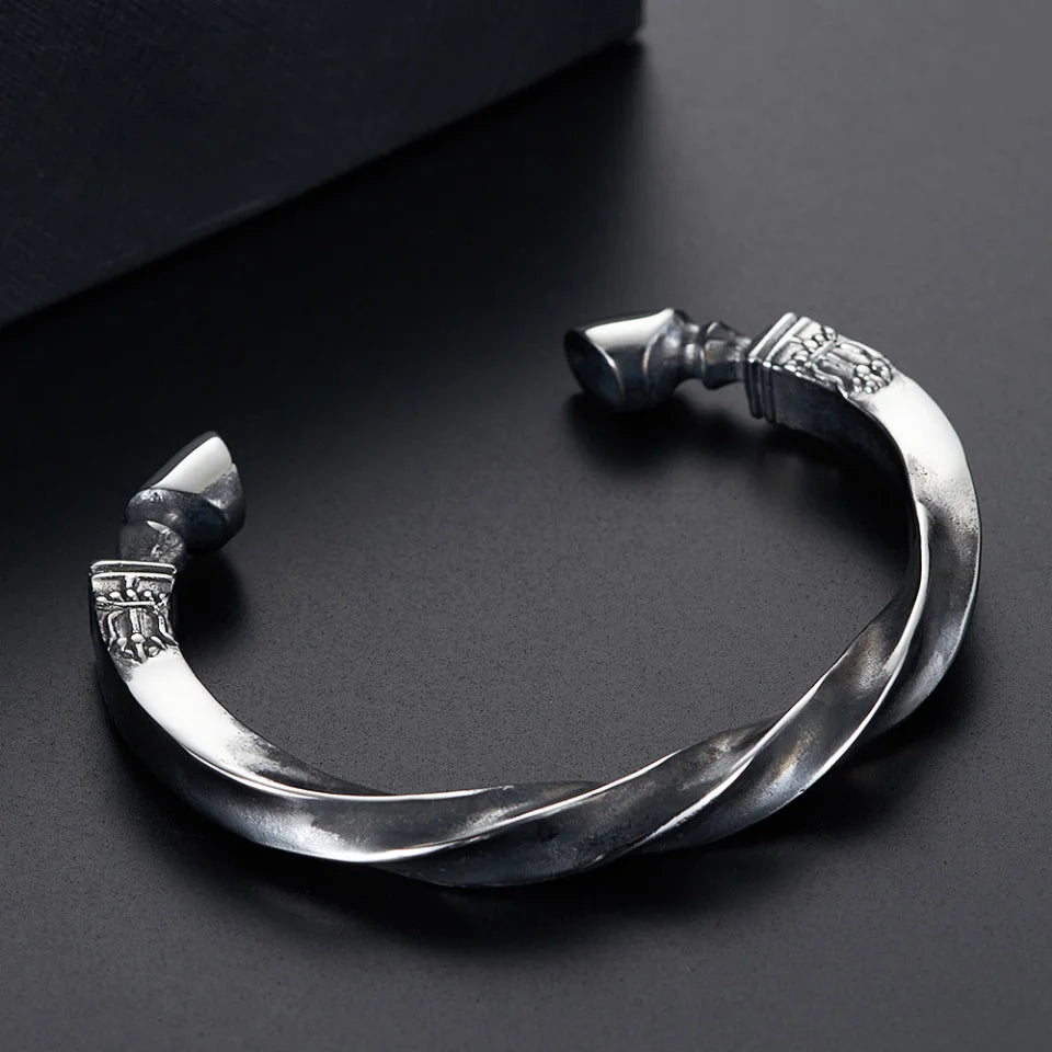 Vintage War Horse Hoof Twist Cuff Bangles Men's 316L Stainless Steel Fashion Open Bracelets Punk Amulet Jewelry Dropshipping