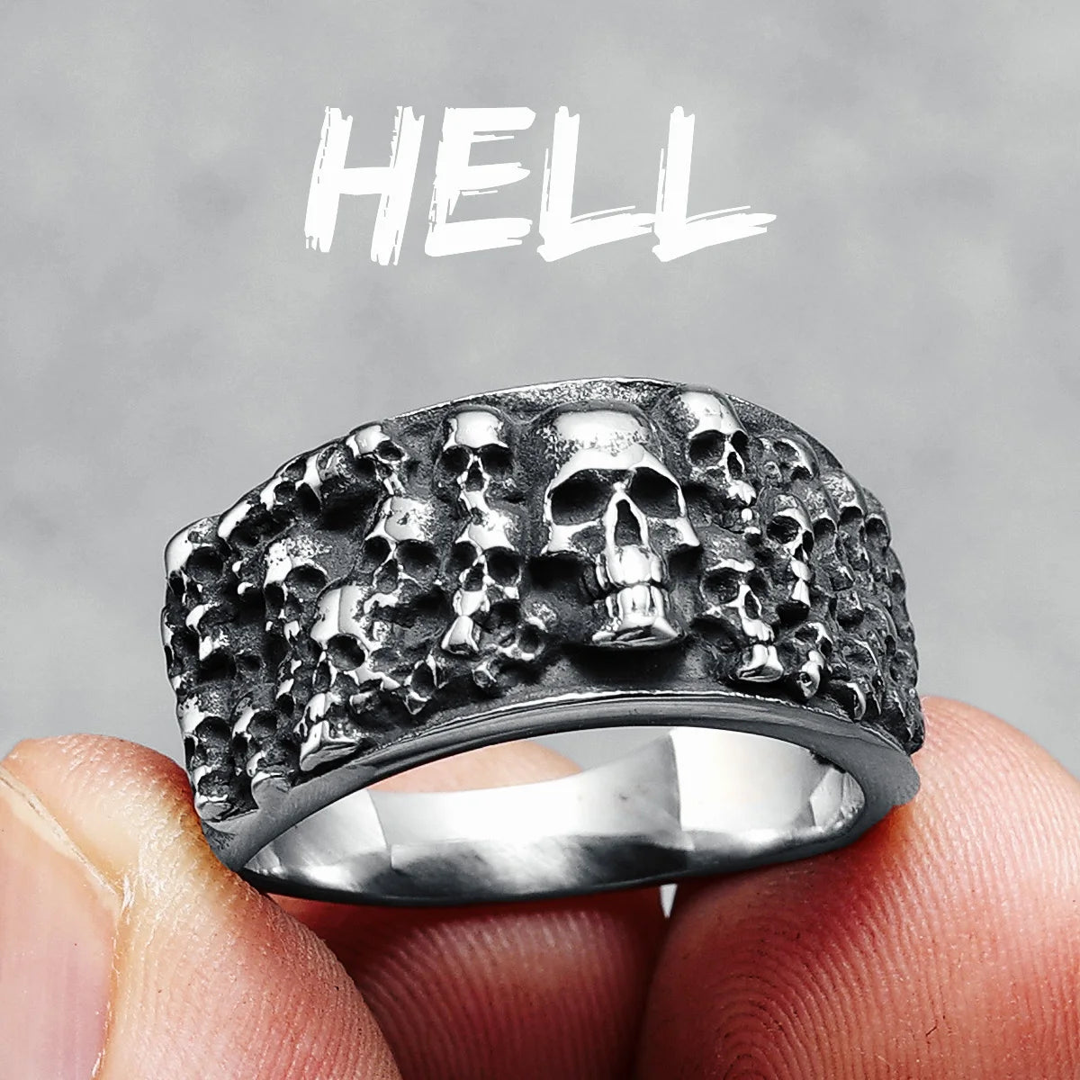 Skulls Ring 316L Stainless Steel Men Rings Domineering Devil Skull Hell Punk Rock Gothic for Biker Male Friend Jewelry Best Gift