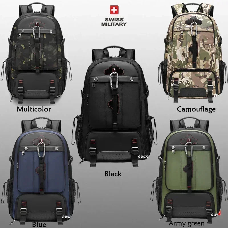 SWISS MILITARY Travel Backpack Men Expandable USB Business Bag Waterproof Large Capacity 17.3 Laptop Bag 80L Back Pack mochila