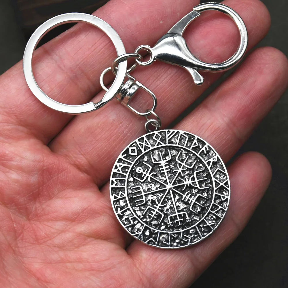 Wikinger Nordische Runen Vegvisir Anhänger Schlüsselanhänger Für Männer Frauen Magische Stäbe Kompass Keying Amulett Talisman Schmuck