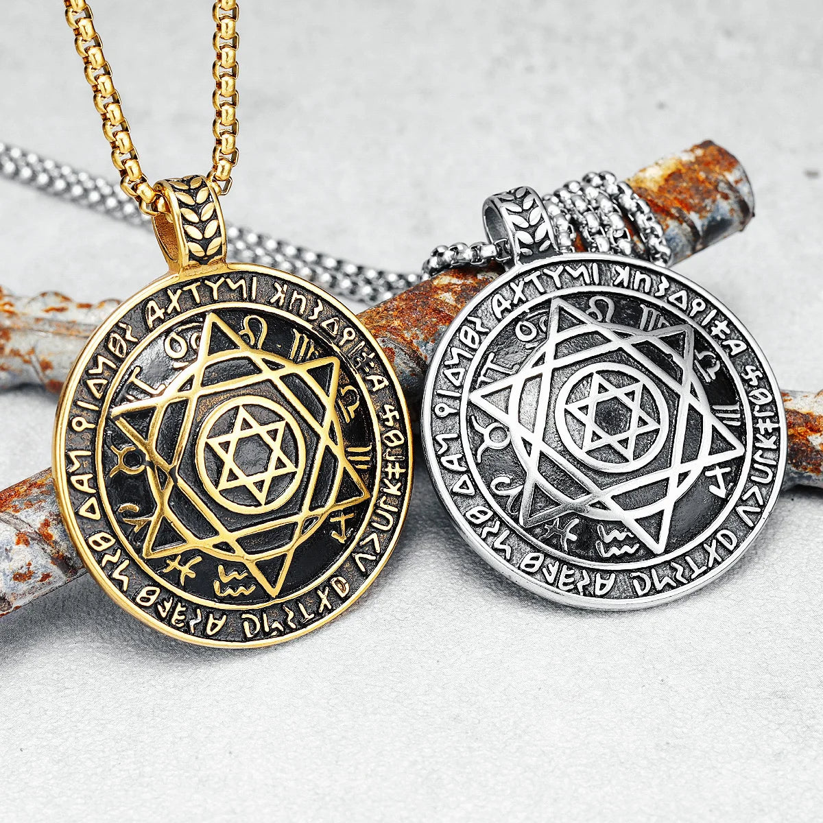 Hexagram Men Necklace Amulet 316L Stainless Steel Pendant Chain Religion Rock Punk Hip Hop for Male Jewelry Gift Dropshipping