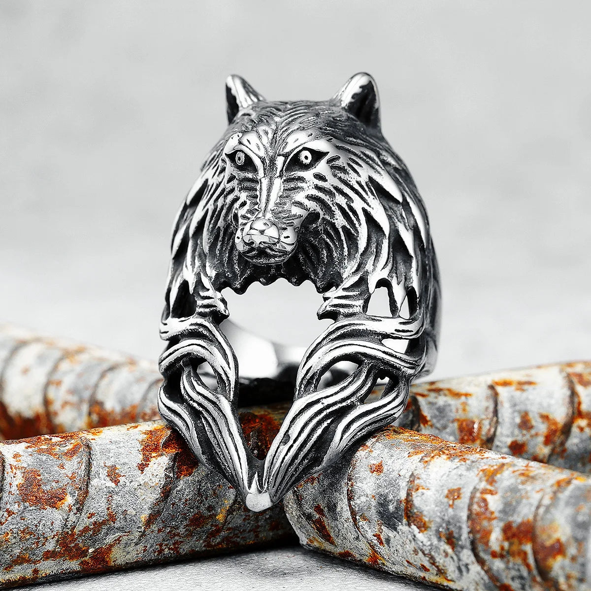 Fox Rings 316L Stainless Steel Men Elegant Forest Canine Rock Rap Hiphop for Biker Male Boyfriend Jewelry Best Gift Wholesale