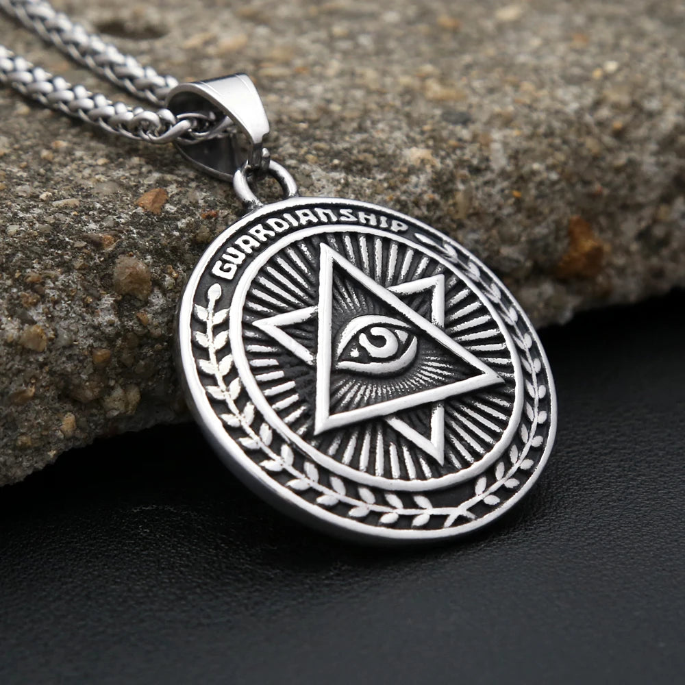 New Classic All Seeing Eye Pendant Necklaces For Men Women Fashion Punk Stainless Steel Hexagram Necklace Amulet Jewelry Gifts