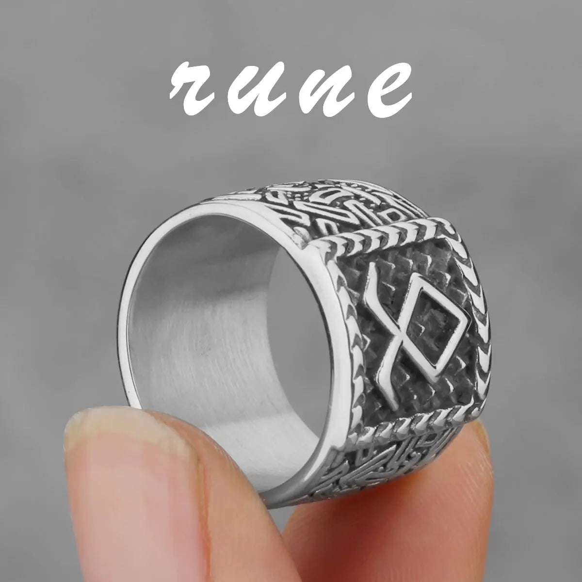 Nordic Viking Stainless Steel Compass Norwegian Rune Ring Viking All Kinds of Men and Women Rune Wolf Ring Jewelry Wholesale