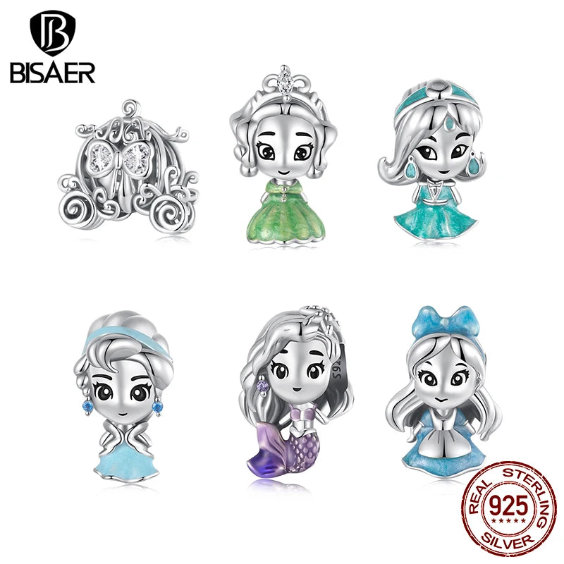 BISAER 925 Sterling Silver Dreamlike Fairytale Princess Charm Pumpkin Carriage Bead Fit Women DIY Bracelet Fine Jewelry Gift