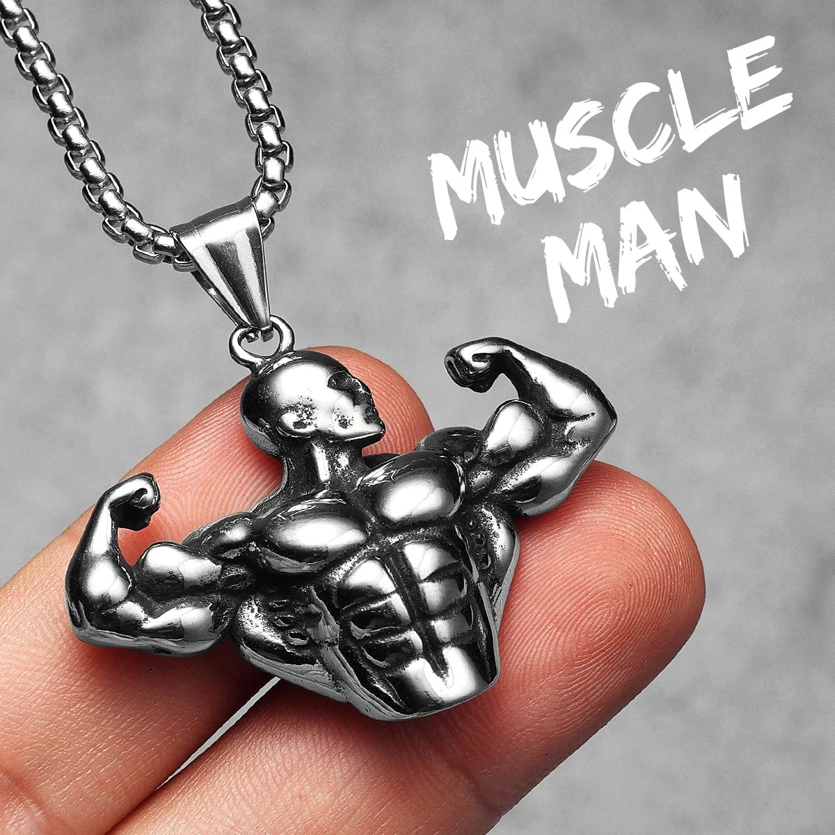 Gym Muscle Power Fitness Men Necklace Stainless Steel Bodybuilding Pendant Chain Women Jewelry Fashion Wholesale Dropshiping