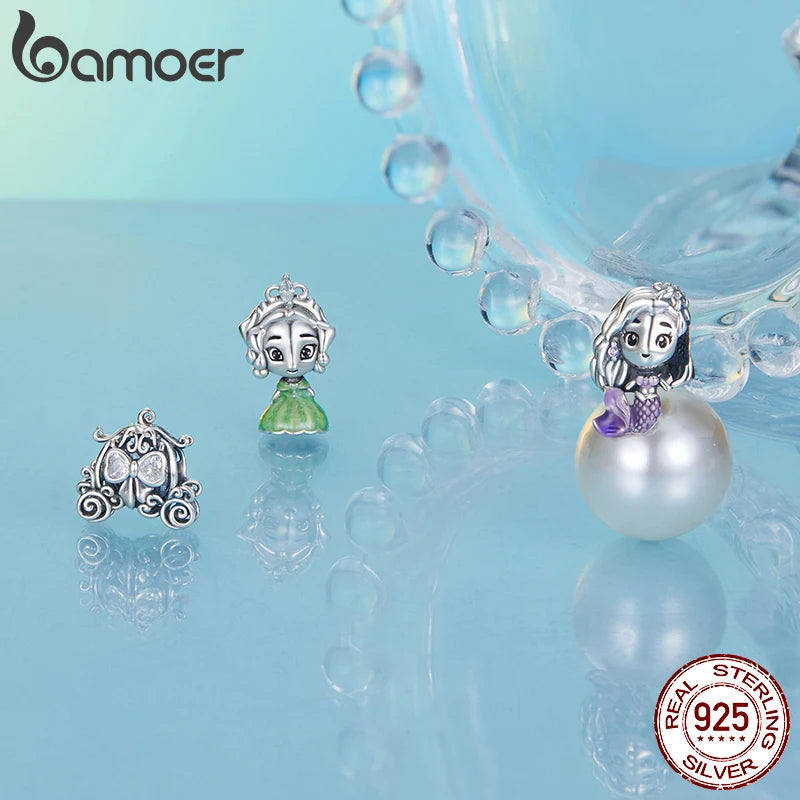 BAMOER 925 Sterling Silver Solid Girl Charm Bead Fit Original Bracelet DIY Bamoer Charm pour la fabrication de bijoux Cadeau de Noël