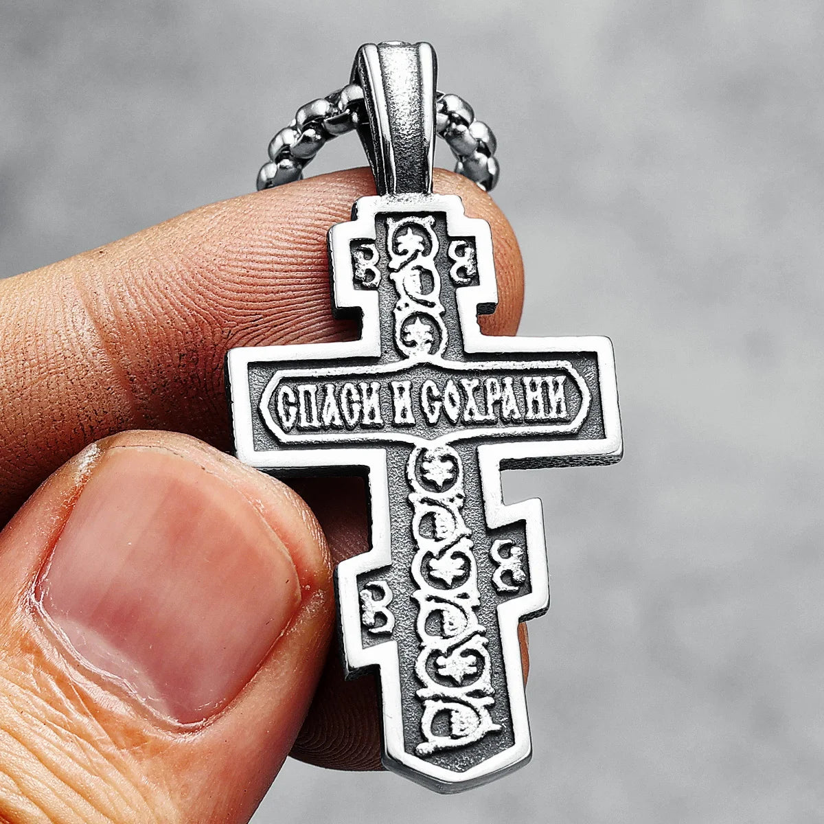 Jesus Cross Pendant Vintage 316L Stainless Steel Men Necklace Retro Chain Religion Rock Belief for Friend Male Jewelry Best Gift