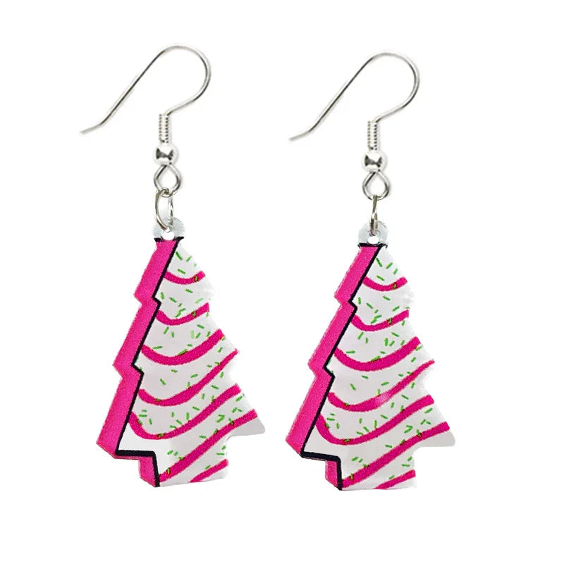 Boucles d'oreilles en acrylique rose avec motif de Père Noël et de football pour femme, bijoux de fête, vente en gros, tendance 2023