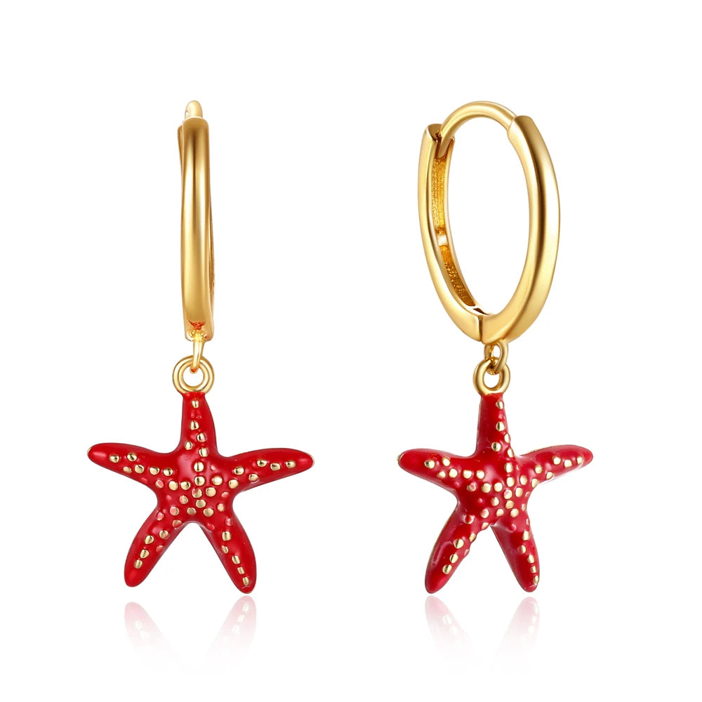 Red Starfish Earrings