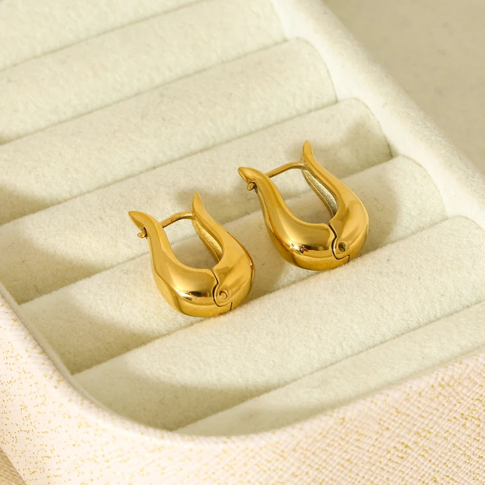 Minimalist Stainless Steel U Shaped Earrings 16k Gold Plated Geometric Buckle Earrings for Women Fashion Jewelry Gift