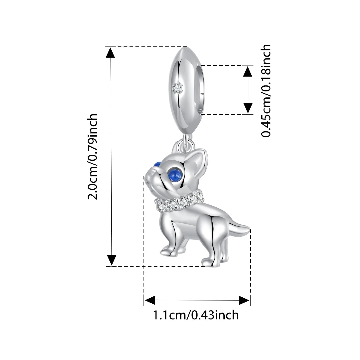 BISAER 925 Sterling Silver Black Cat Charm Beads Salamander French Bulldog Pendant for Women DIY Bracelet Necklace Fine Jewelry