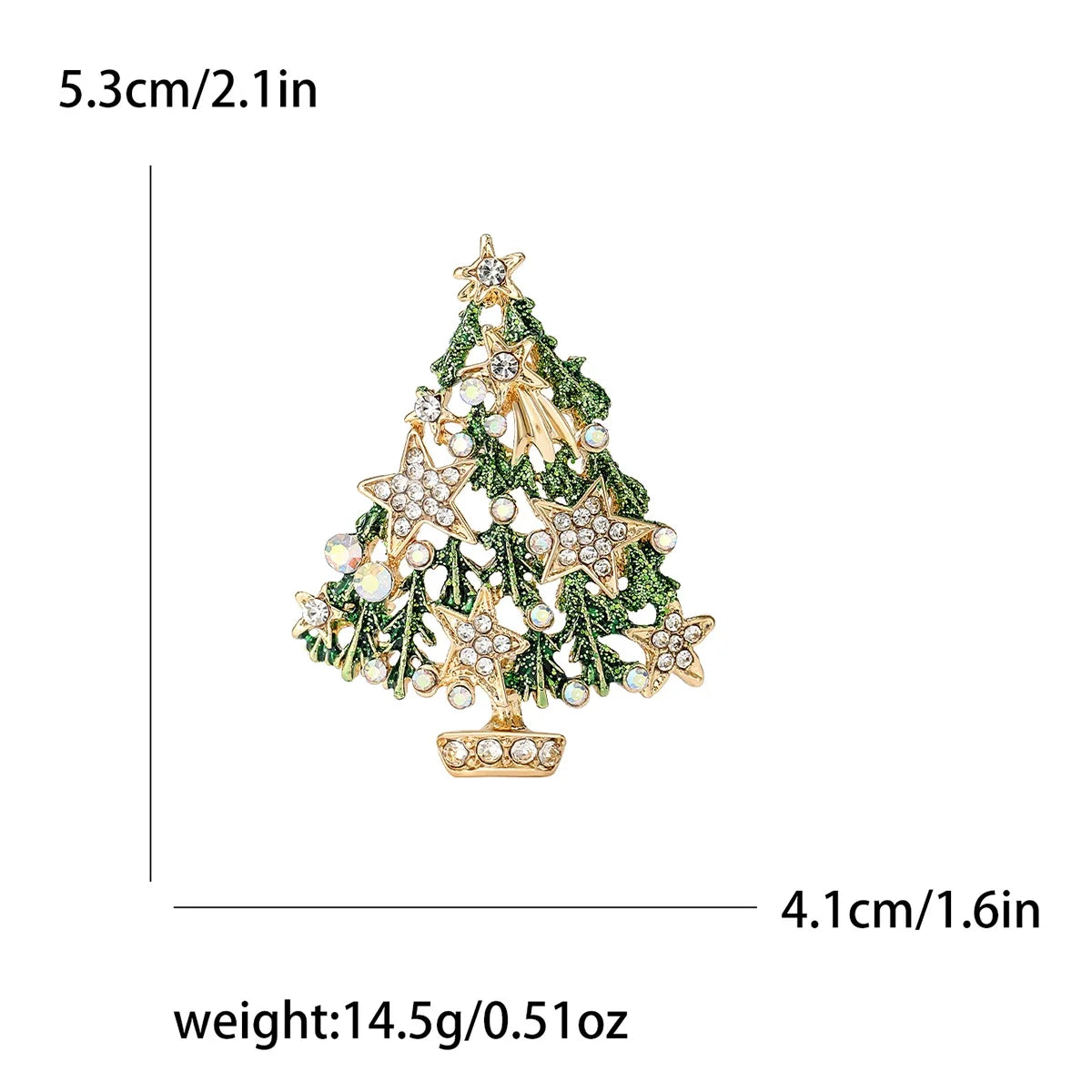 Rhinestone Star Christmas Tree Brooch Classic Corsage Pin Coat Shirt Accessories Gifts