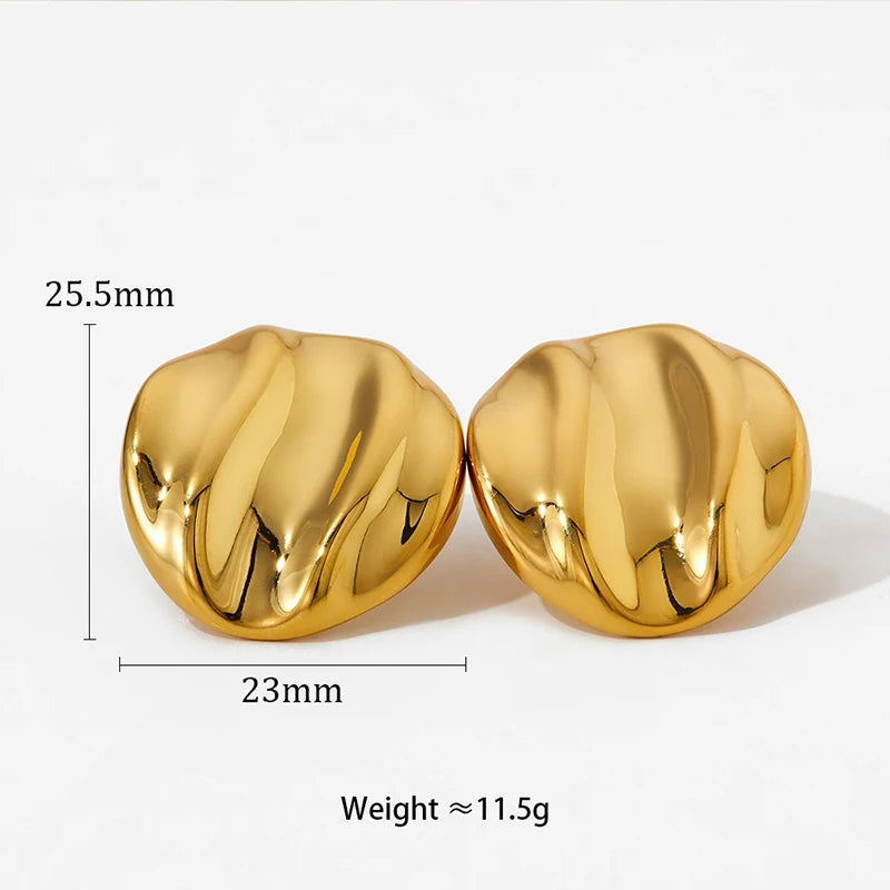 New Stainless Steel Irregular Smooth Square Round Texture Hammer Geometric Studs for Women Waterproof Metal Earrings Gift