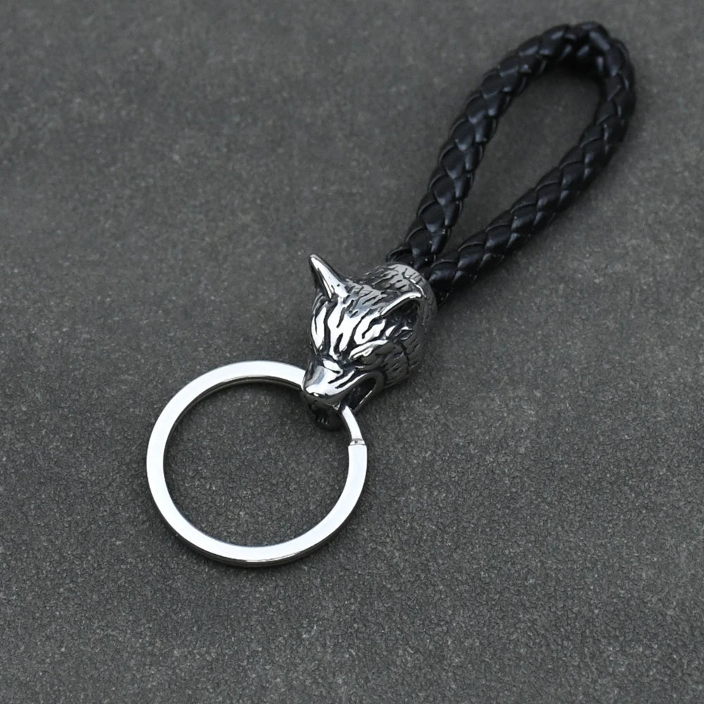 Odin's Wolf Keyring Stainless Steel Vikings wolf Amulet Pendant Mens Keychain Never Fade Scandinavian Jewelry