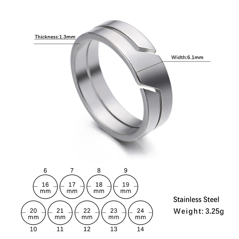 Bague de couple simple en acier inoxydable à la mode Dreamtimes pour hommes et femmes, bagues décontractées, bijoux, cadeau d'anniversaire de fiançailles 2023