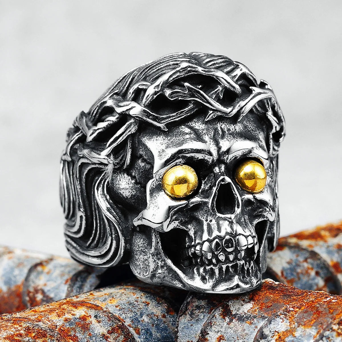 Totenkopf-Ring für Herren, Edelstahl 316L, Skelett, Mitternachts-Untoter, Rock-Punk, Gothic-Rap für Biker, männlicher Freund, Schmuck, kreatives Geschenk