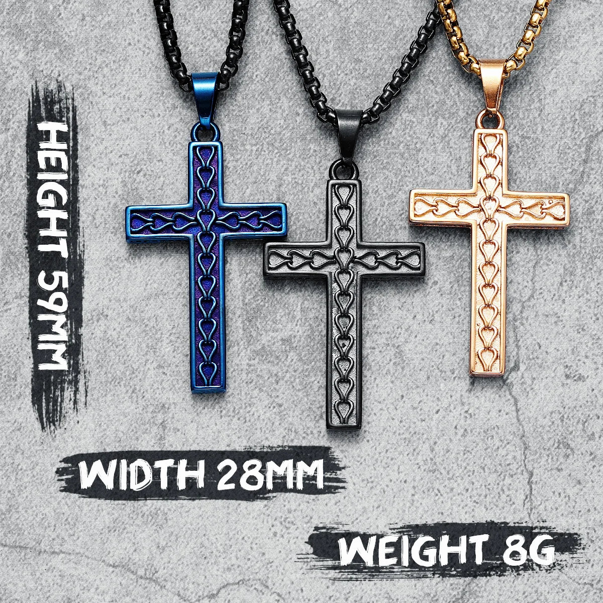 Pendentif croix simple pour homme en acier inoxydable 316L, chaîne à maillons, religion, hip-hop, rap, pour ami, bijoux, meilleur cadeau, livraison directe