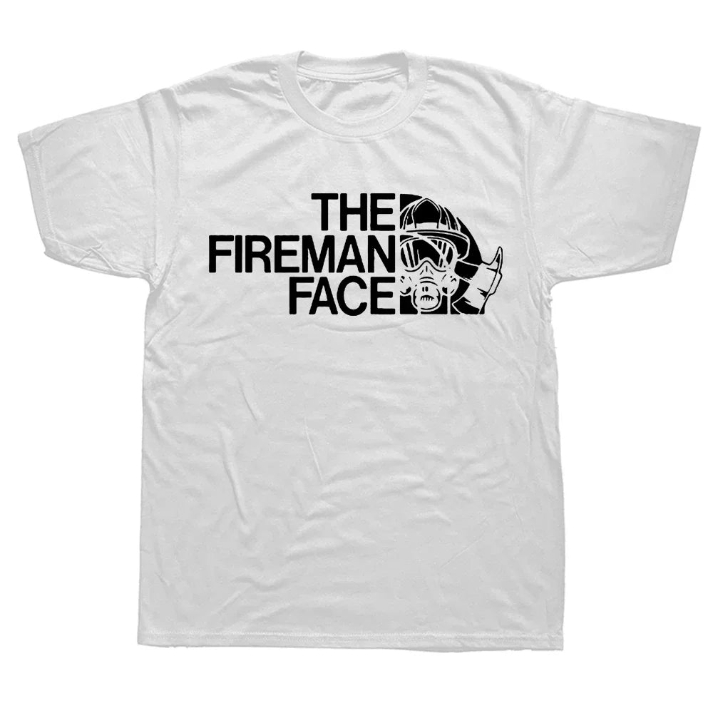 Funny The Firefighter Face T Shirts Graphic Cotton Streetwear Short Sleeve Fireman Gifts Summer Style T-shirt Mens Clothing