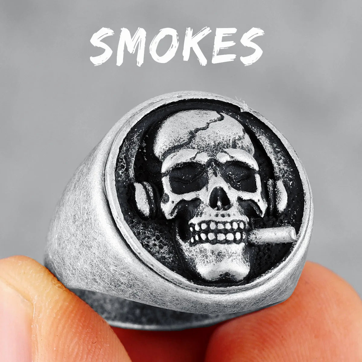 Skulls Badge Rings 316L Stainless Steel Men Ring Variety Retro Skeletons Punk Rock Punk for Rider Male Smoker Jewelry Best Gift