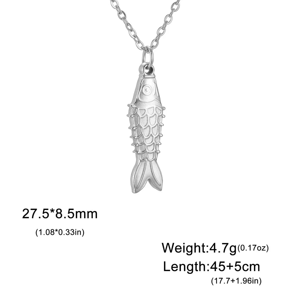 My Shape Fish Pendants Necklaces for Women Girl Stainless Steel Charms Marine Fish Choker Chain Boho Fashion Jewelry Summer Gift