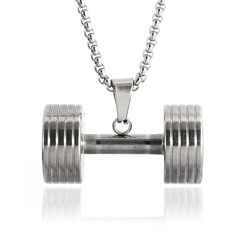 Fashion Barbell Dumbbell Pendant Men\\\'s Gym Weightlifting Necklace Women\\\'s Fitness Bodybuilding Sports Jewelry