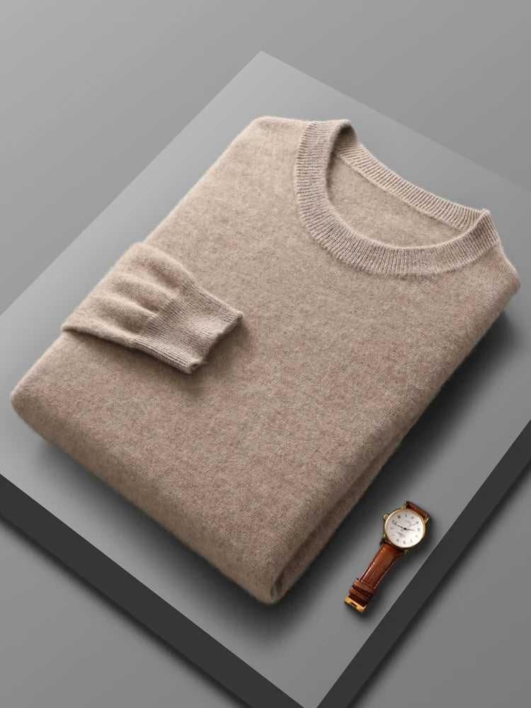 Spring Autumn 100% Merino Wool Pullover Sweater Men O-neck Long Sleeve Cashmere Knitwear Pullover  Female Clothing Grace Tops