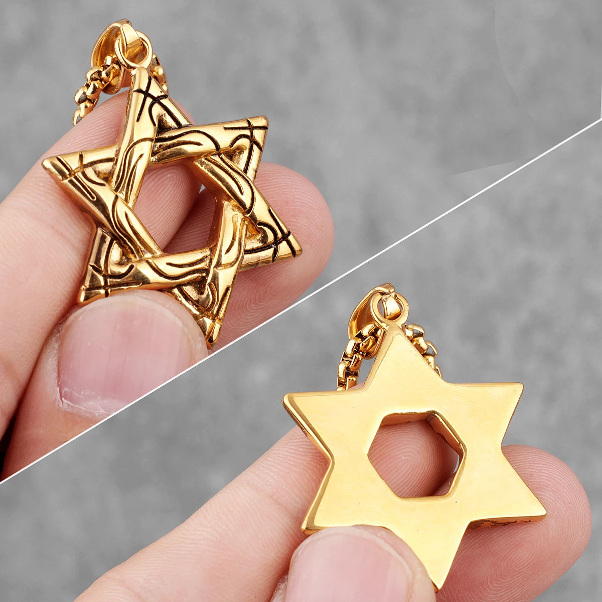 Judaism Hexagram Stainless Steel Men Necklaces Pendants Chain Punk Trendy for Boyfriend Male Jewelry Creativity Gift Wholesale