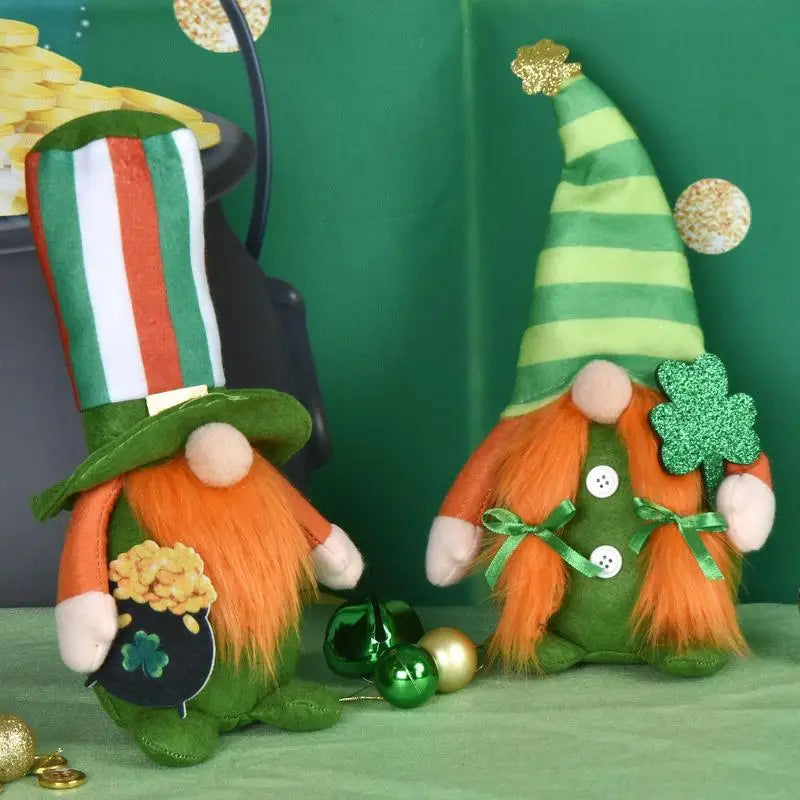 Gnomes de la Saint-Patrick en peluche lutin vert irlandais scandinave Nisse trèfle vert nain sans visage lutin en peluche plateau à plusieurs niveaux