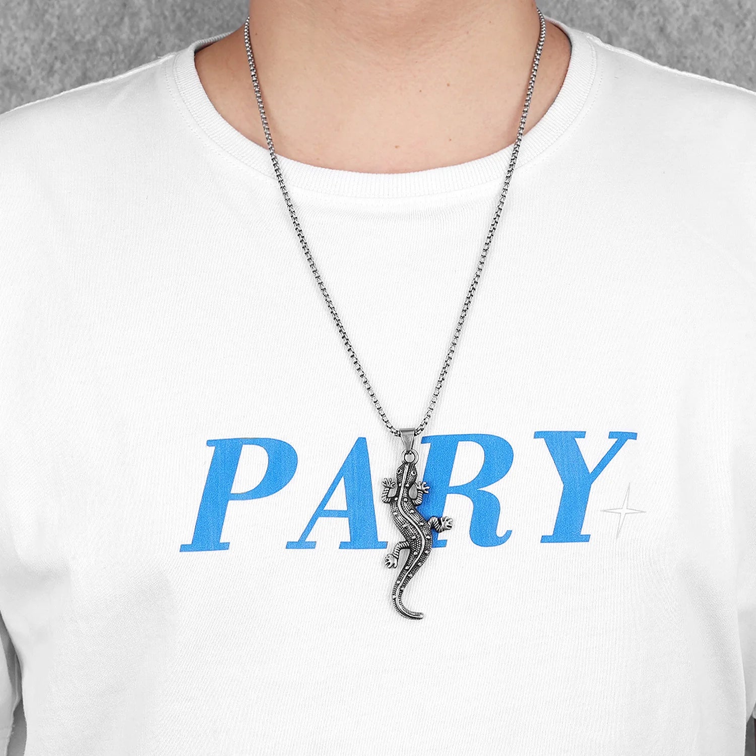 Gecko Lizard Necklaces 316L Stainless Steel Retro Men Pendants Chain Rock Punk Party for Friend Male Jewelry Amulet Best Gift