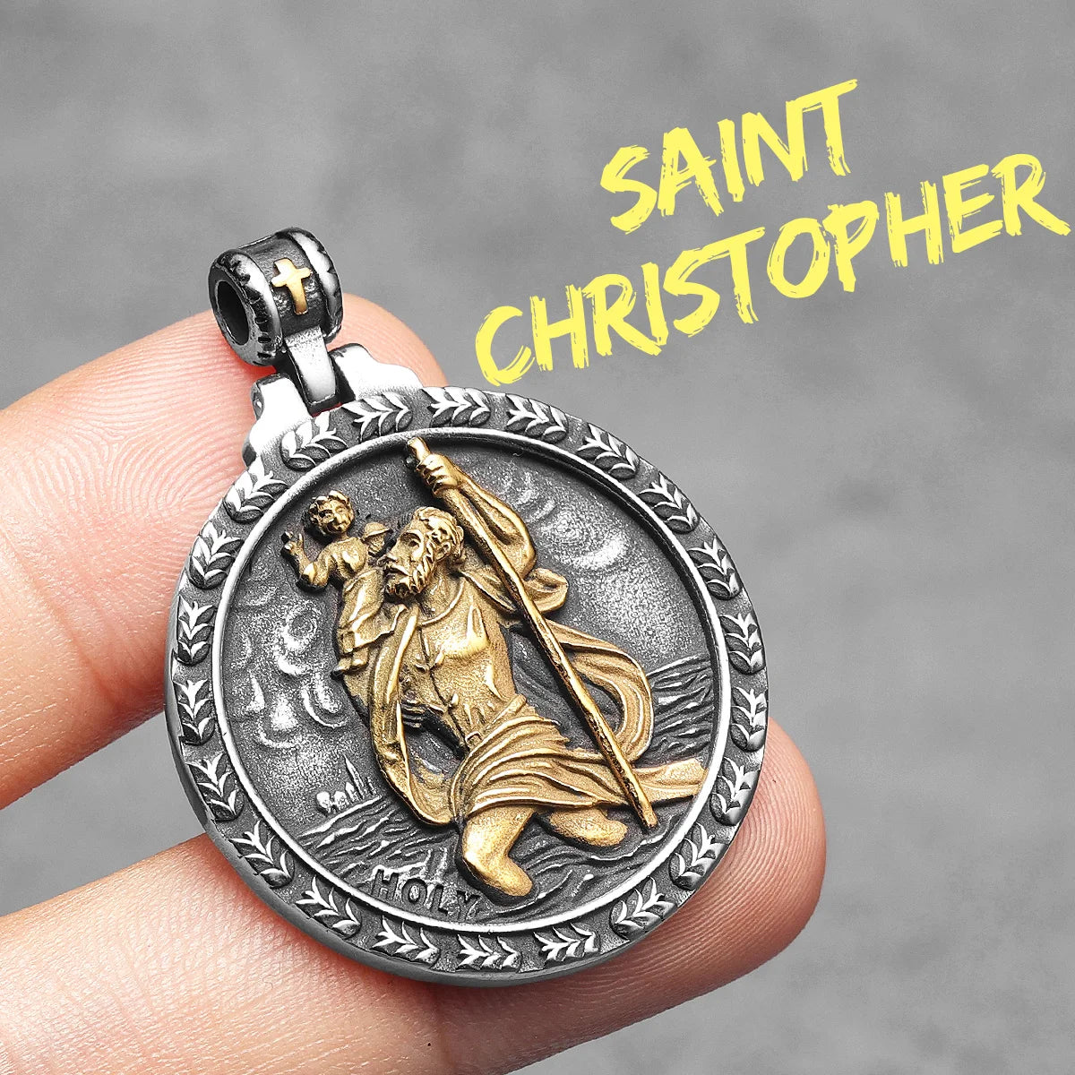 Saint Christopher Männer Halskette 316L Edelstahl Kette Anhänger Reisenden Amulett Jesus Vintage für Männer Schmuck Geschenk Großhandel