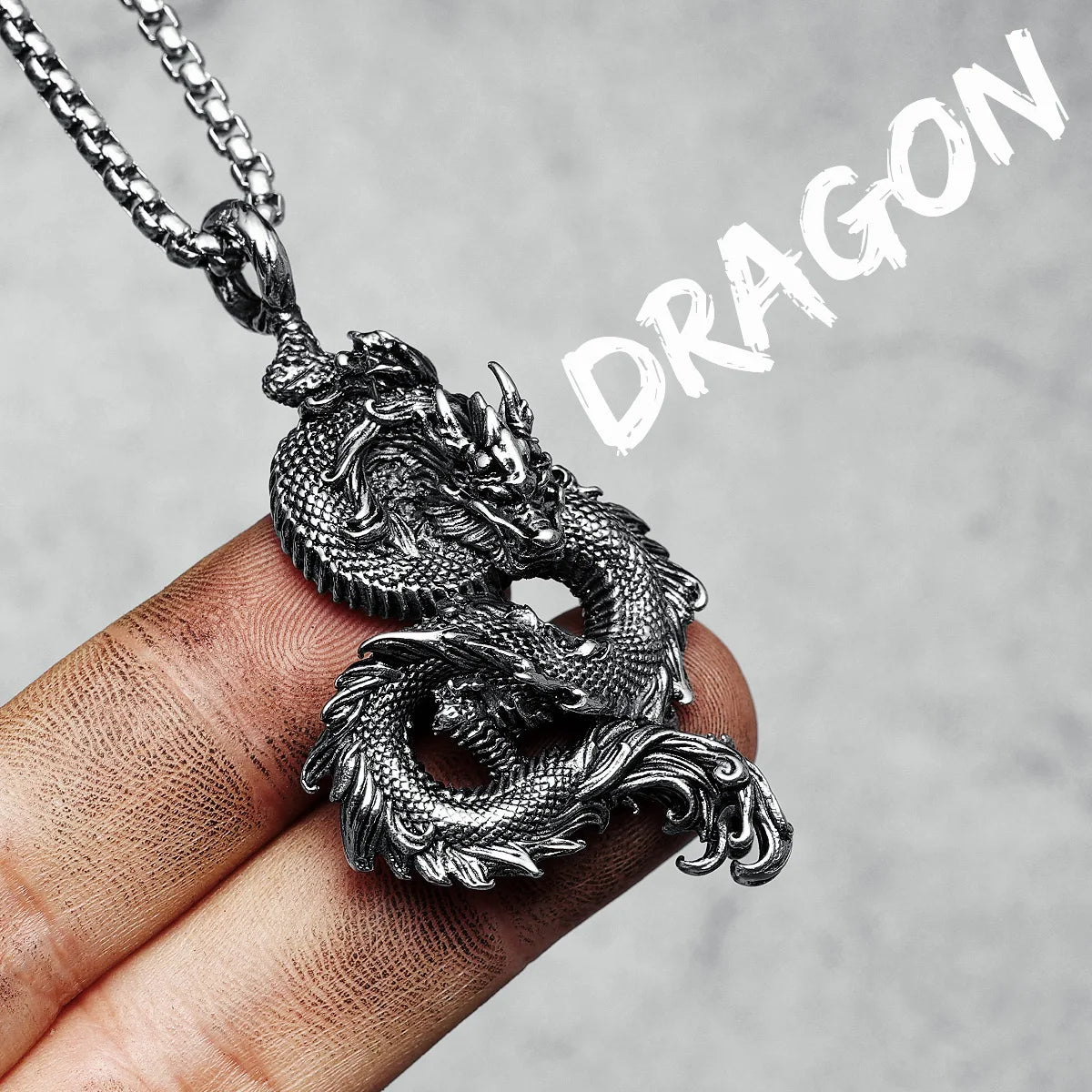 Flying Dragon Necklaces 316L Stainless Steel Retro China Loong Men Pendants Chain Rock Punk for Friend Male Jewelry Best Gift