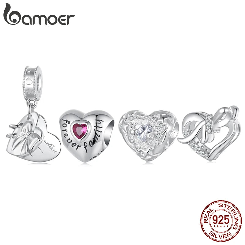 BAMOER 2024 Nouvelles perles de charme de la série Heart en argent sterling 925 adaptées au bracelet original DIY Bamoer Charm pour la fabrication de bijoux de Noël