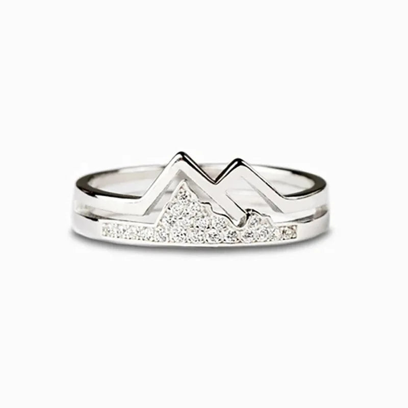 Bagues Trumium 100% argent sterling 925 pour femmes, casquettes de neige, chaîne de montagnes, bague empilable en zircone cubique, bijoux de déclaration, cadeau pour adolescentes